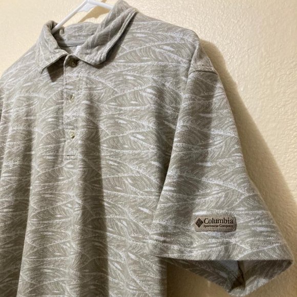 Vintage Columbia Mens Abstract Leaf All Over Print Pattern Polo Shirt Size Large - Picture 3 of 6